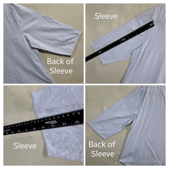 Chico's 2 (US:L) Women Cotton 3/4 Sleeve Pullover VNeck Eyelash Dot Blouse Tunic - Picture 7 of 10